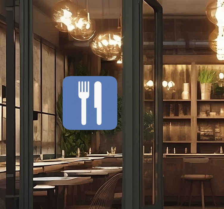 blue restaurant vinyl sign decal - TenStickers