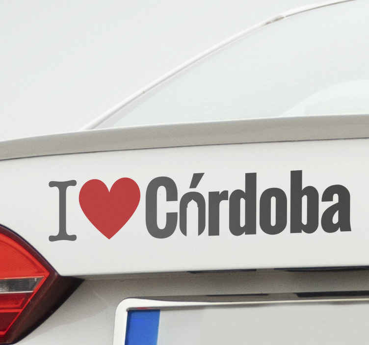 Pegatina para coche me encanta Córdoba. - TenVinilo