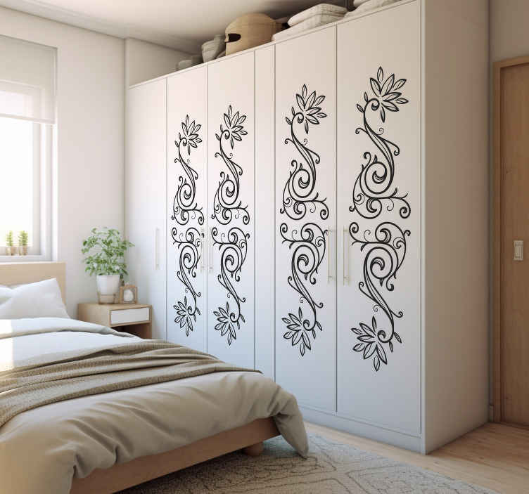 Carta adesiva per mobile ornamentale floreale per guardaroba - TenStickers