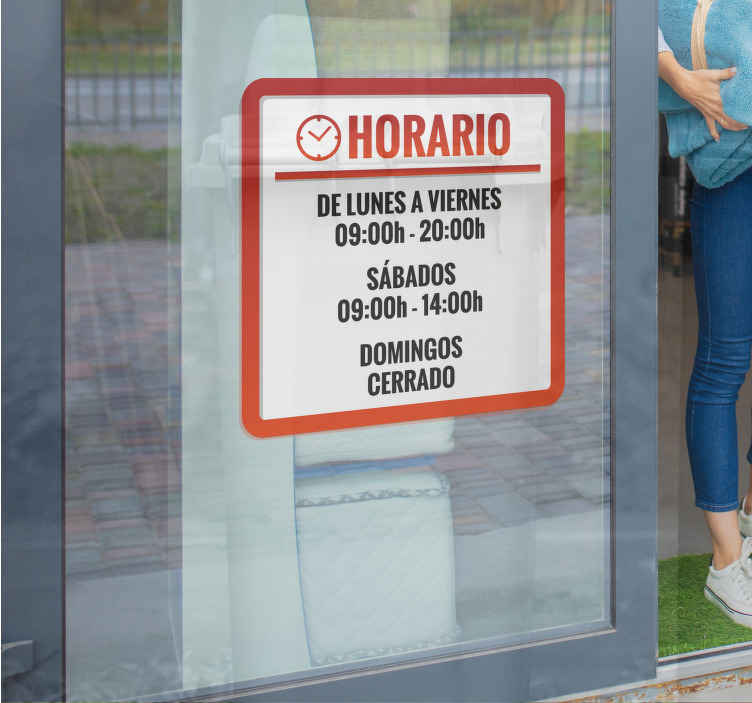 Vinilo escaparate horario tienda personalizable - TenVinilo