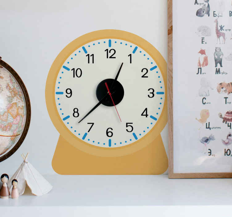 Children's yellow stick on wall clock - TenStickers