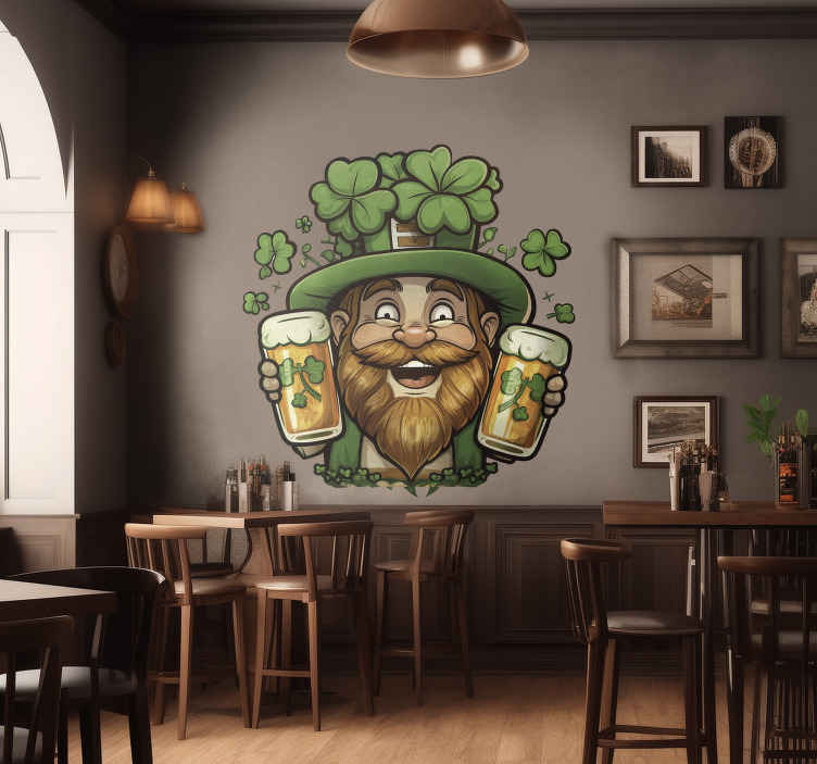 Leprechaum with a beer wall decal - TenStickers