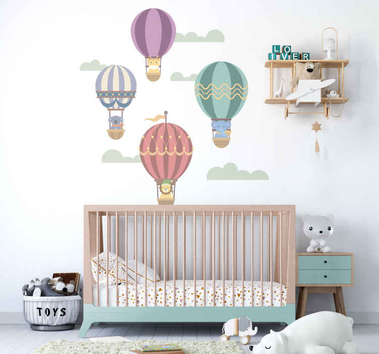 Hayvanlarla uçan balonlar i̇llüstrasyonlar sticker - TenStickers