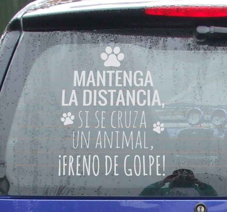 Pegatina coche distancia animales