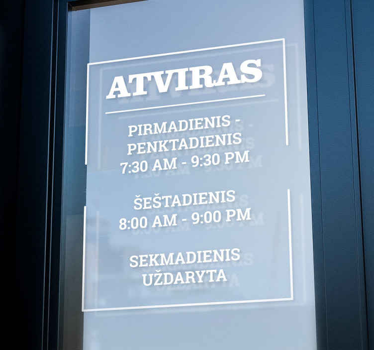 Darbo valandos parduotuvės langų lipdukas - „Tenstickers“