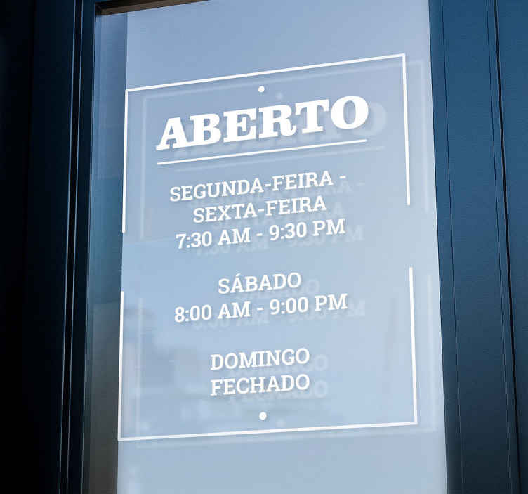 Autocolante decorativo para montras horário de funcionamento - TenStickers