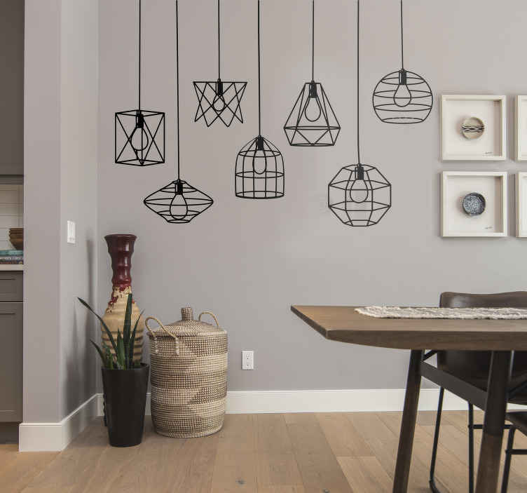 Monochrome suspended lamps wall stickers for dining room