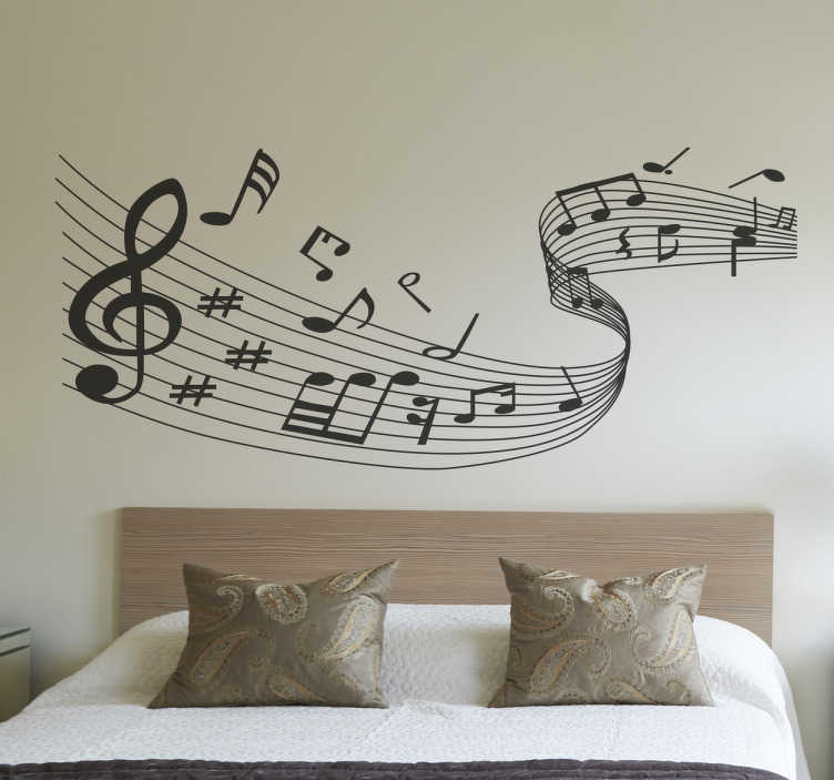 Pentagram ornamental music notes wall mural wallpaper