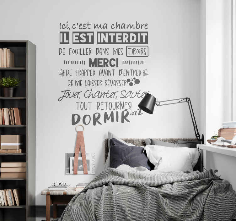 Sticker chambre ado texte règlement: ne pas déranger - TenStickers
