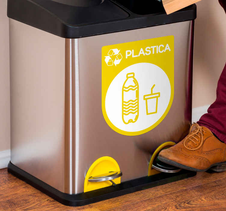 Adesivo contenitore riciclaggio della plastica - TenStickers