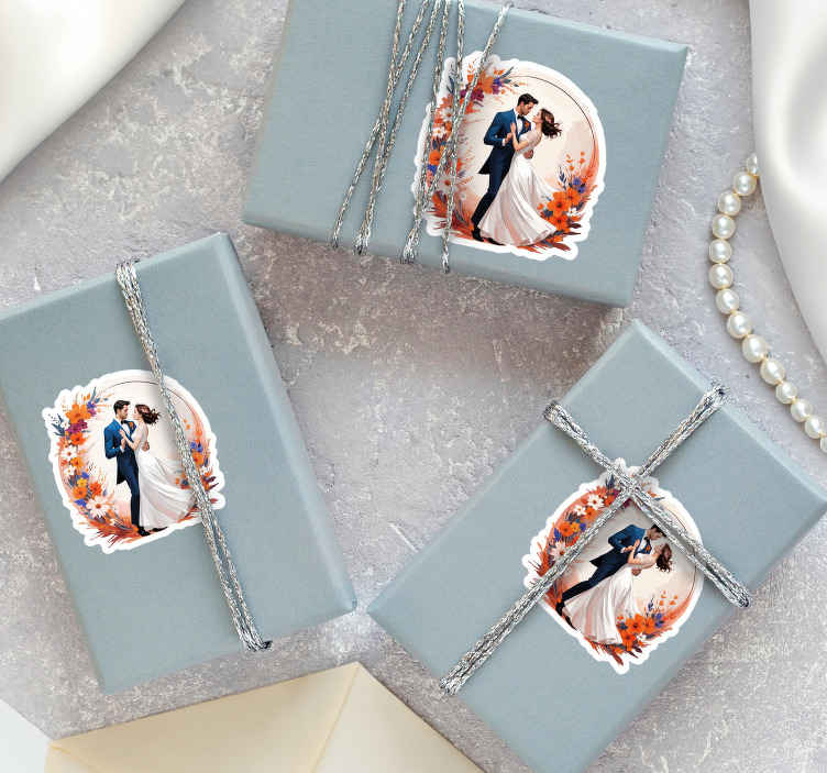Sticker mariage illustration de mari et femme - TenStickers