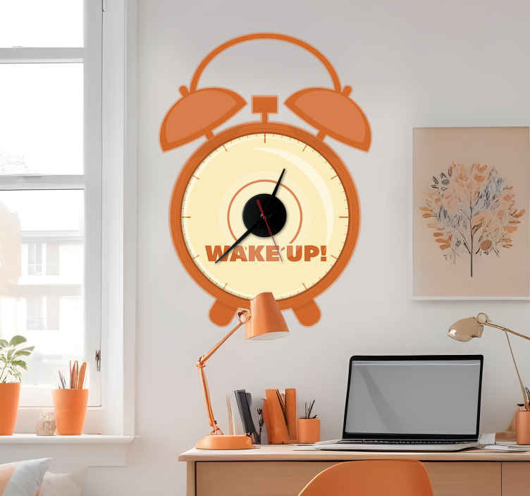 Clock wall sticker with alarm clock design - TenStickers