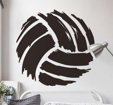 Drawing brush volleyball wall sticker - TenStickers