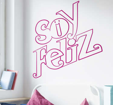 Vinilos decorativos lettering feliz - TenVinilo