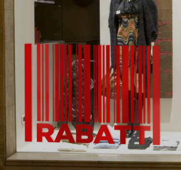 Schaufensteraufkleber Barcode Rabatt - TenStickers
