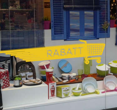 Schaufensteraufkleber Rabatt Einkaufswagen - TenStickers