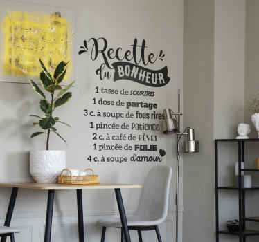 Sticker recette du bonheur en 7 ingrédients - TenStickers