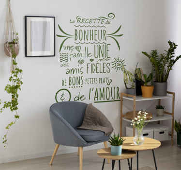 Sticker salle à manger recette du bonheur en famille - TenStickers