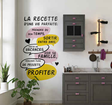 Sticker recette pour une vie parfaite - TenStickers