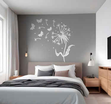 Autocollant mural chambre pissenlit et papillons - TenStickers