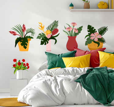 Wandtattoo Schlafzimmer Blumentöpfe - TenStickers