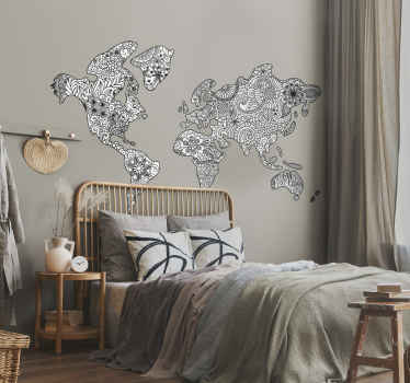 Mandala map wall sticker for bedroom - TenStickers