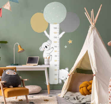 Sticker toise arbre pastel avec des animaux - TenStickers