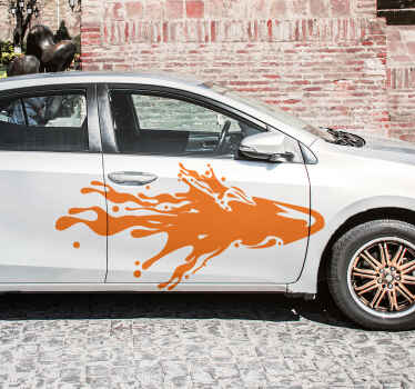 Orange flame splash car sticker - TenStickers