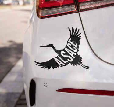 Sticker voiture Alsace avec cigogne - TenStickers