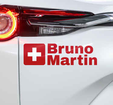 Adesivo per auto simbolo svizzero con nome - TenStickers