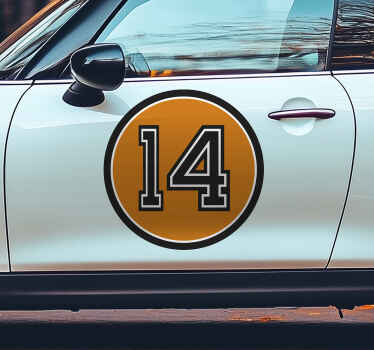 retro sport number car sticker - TenStickers