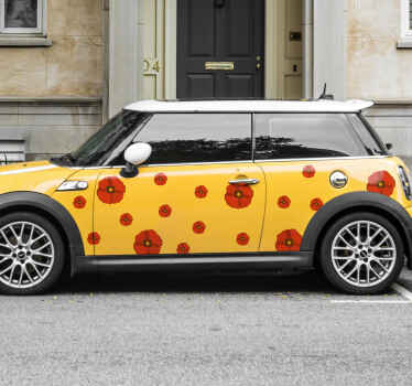 Set of poppies flower car sticker - TenStickers