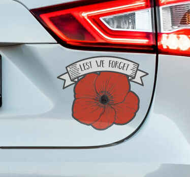 Poppy with lest we forget text car sticker - TenStickers
