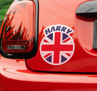 Circular United Kingdom flag with name car sticker - TenStickers