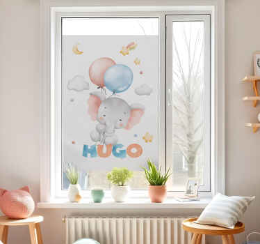 pellicola privacy finestre elefante acquerello con nome - TenStickers