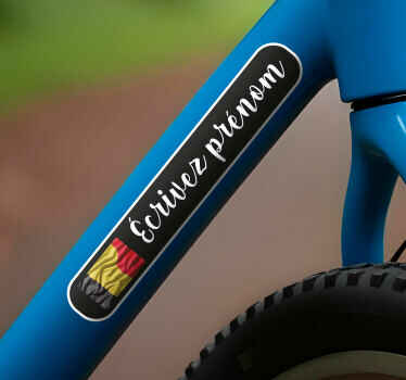 Autocollant vélo boîte avec nom et drapeau - TenStickers