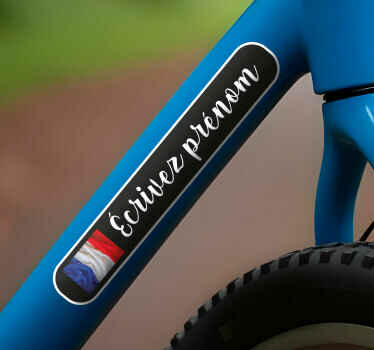 Autocollant vélo boîte avec nom et drapeau - TenStickers