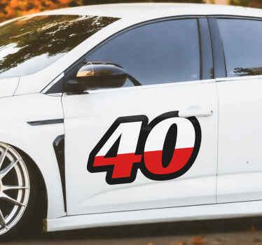 Naklejka na samochód biało-czerwony numer personalizowany - TenStickers