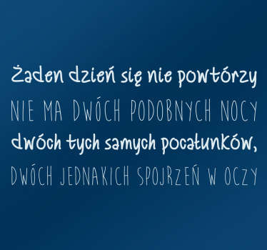 Naklejka cytat Wisława Szymborska nic dwa razy - TenStickers