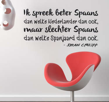 Muursticker citaat Johan Cruijff Spaans - TenStickers