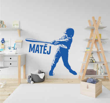 Personalizovaná samolepka na zeď baseball - TenStickers