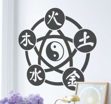 Wandtattoo Chinesische Schriftzeichen Fünf Elemente - TenStickers