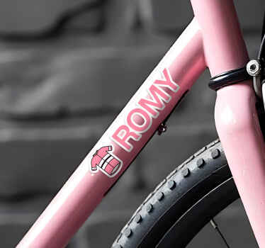 Personalised  pink cycling jersey bike sticker - TenStickers