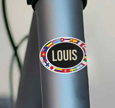 Fahrrad Aufkleber Flaggen und personalisierter Text - TenStickers
