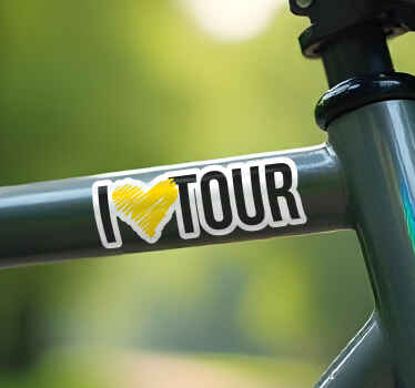 Sticker vélo phrase "I love tour" - TenStickers