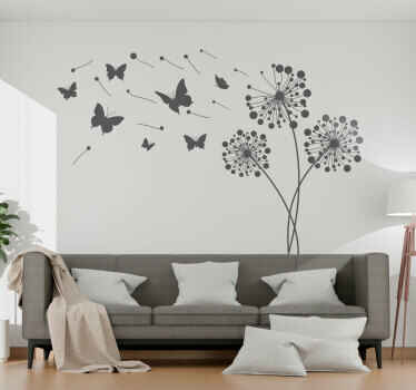 Sticker mural pissenlits et papillons - TenStickers