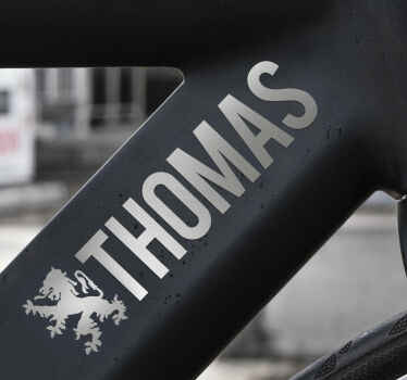 Sticker vélo drapeau et nom en argent - TenStickers