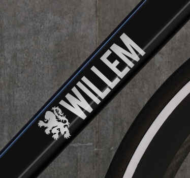 Vlag en naam in zilver Fiets naamsticker - TenStickers
