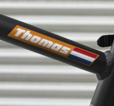 Vlag kleurrijk Fiets naamsticker - TenStickers