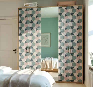 Roza in zeleni šesterokotniki Nalepka za pohištvo - TenStickers